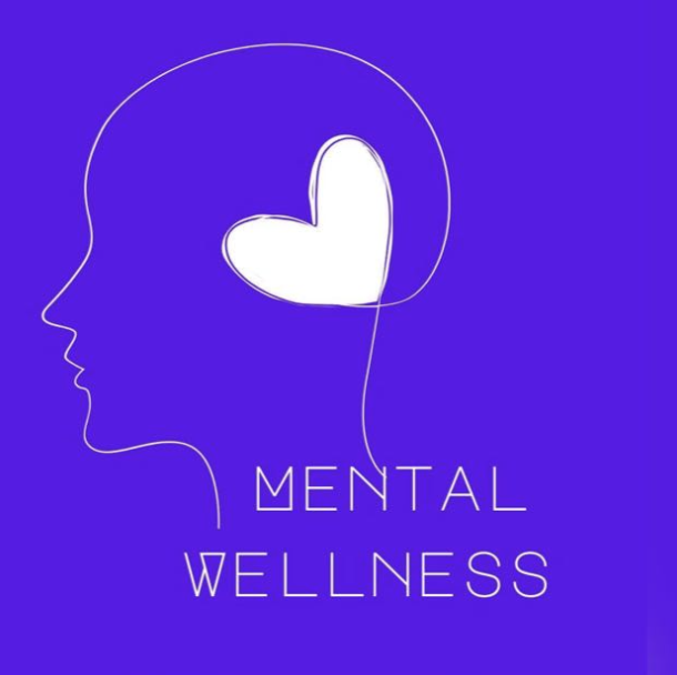 Mental Wellness: a heart within a head outline