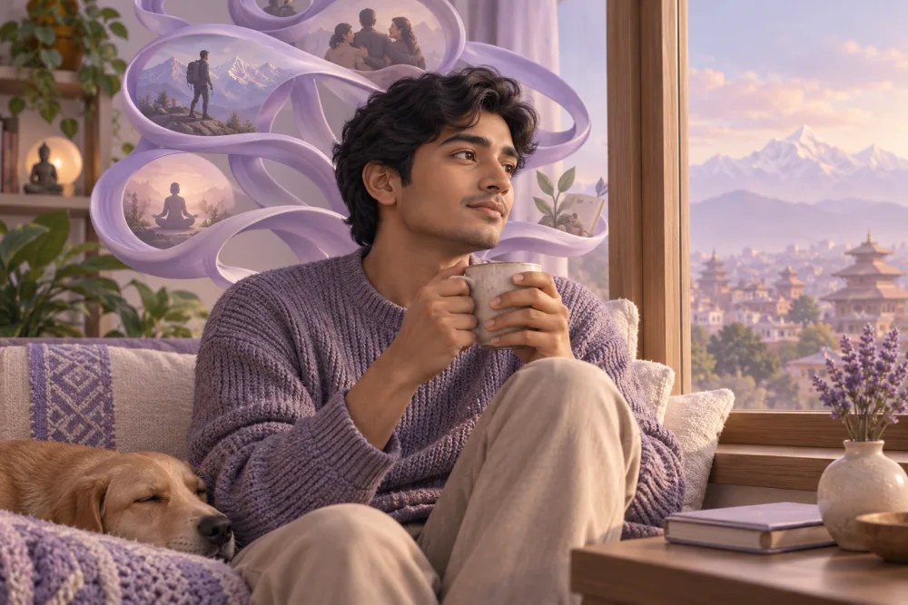 Illustration of a person taking a quiet moment with their thoughts